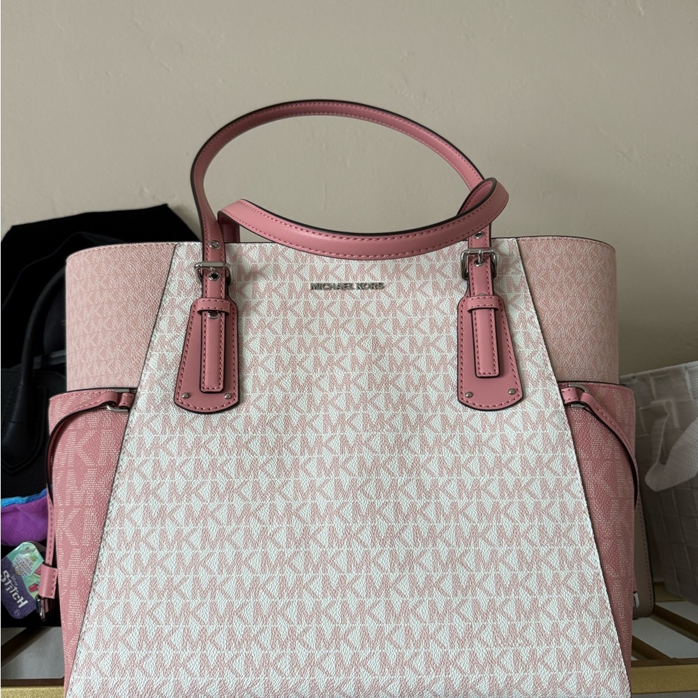 Michael Kors Pink Structured Tote with Monogram Accents NWT